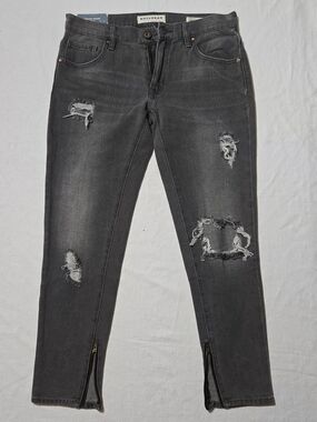 Bullhead Charcoal Distressed Ankle Zip Women's Jeans